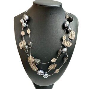 Chico's Necklace Jewelry Statement 21" Adjustable Silver Tone Multi Strand